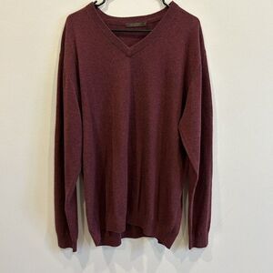 J. HILBURN 100% Cashmere V-Neck Maroon Sweater XL Great Condition Worn Once